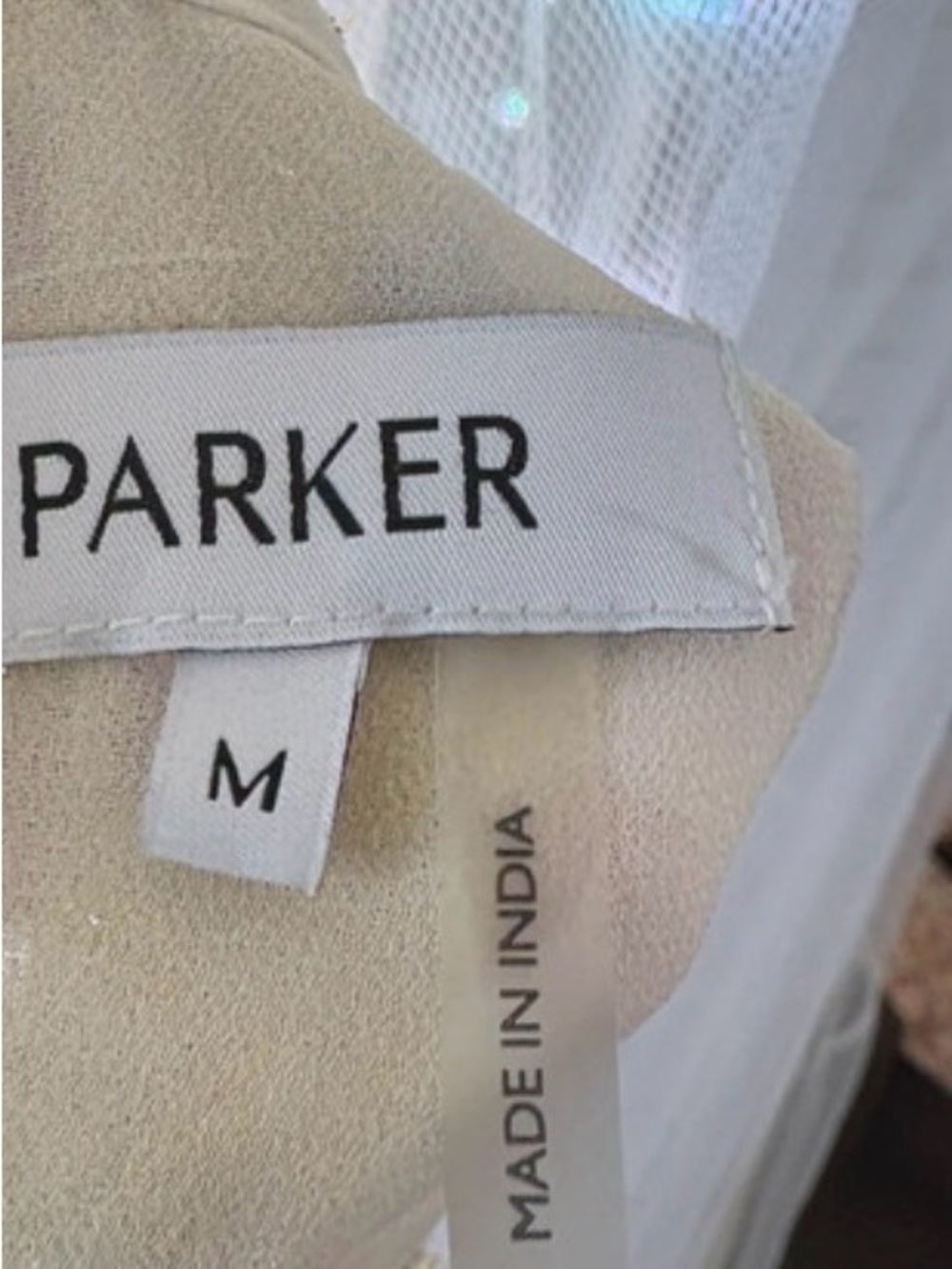 Parker NY Metallic Gold Lurex Smocked Blouse V-Neck Top S - Picture 7 of 7